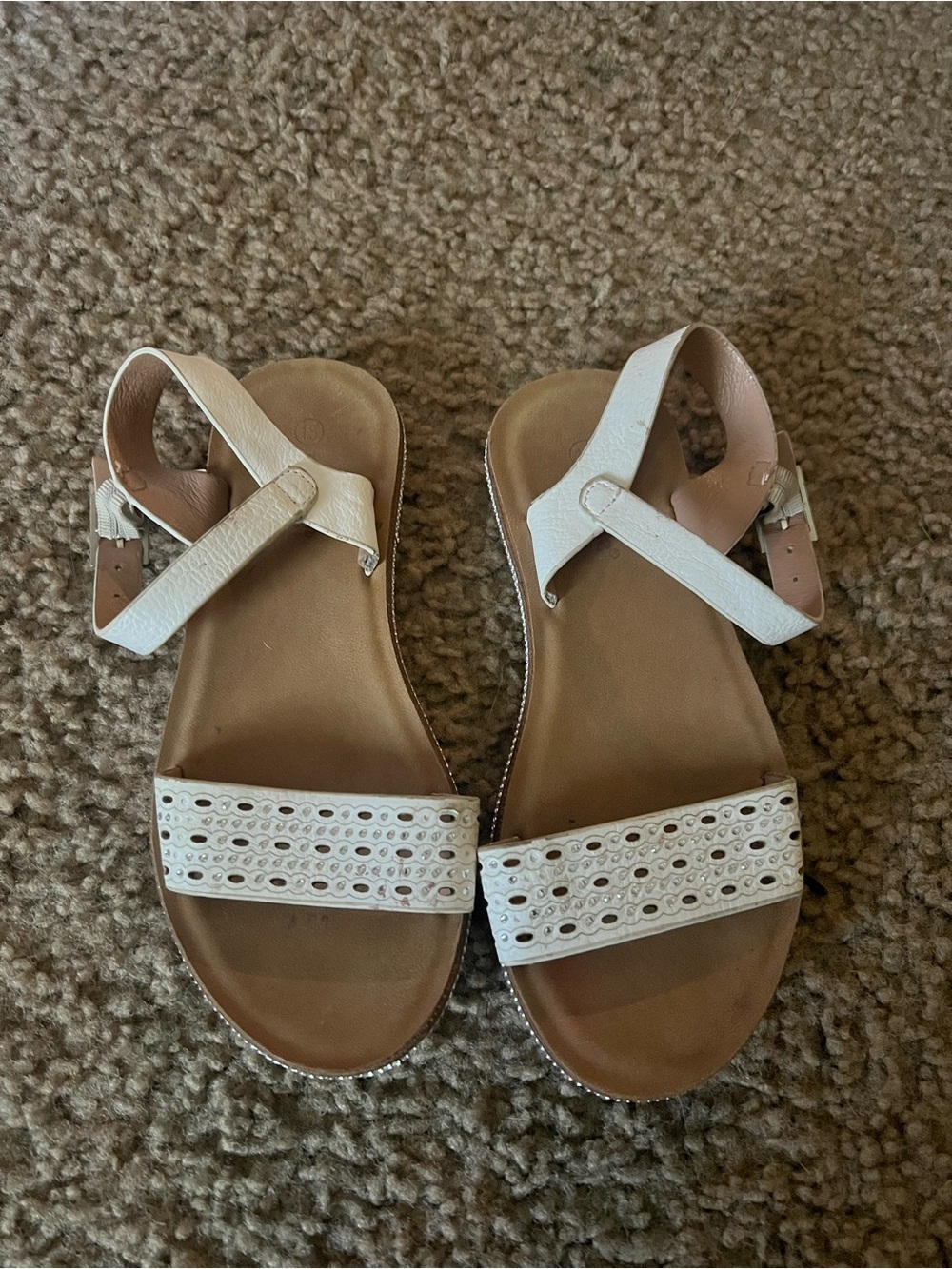 White girls Ankle-Strap Sandals with Decorative Front Band